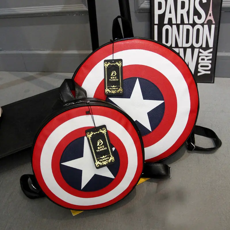 Disney Marvel 2021 New Captain America Shield Large Capacity Backpack Men and Women Round Creative Personality School Bag