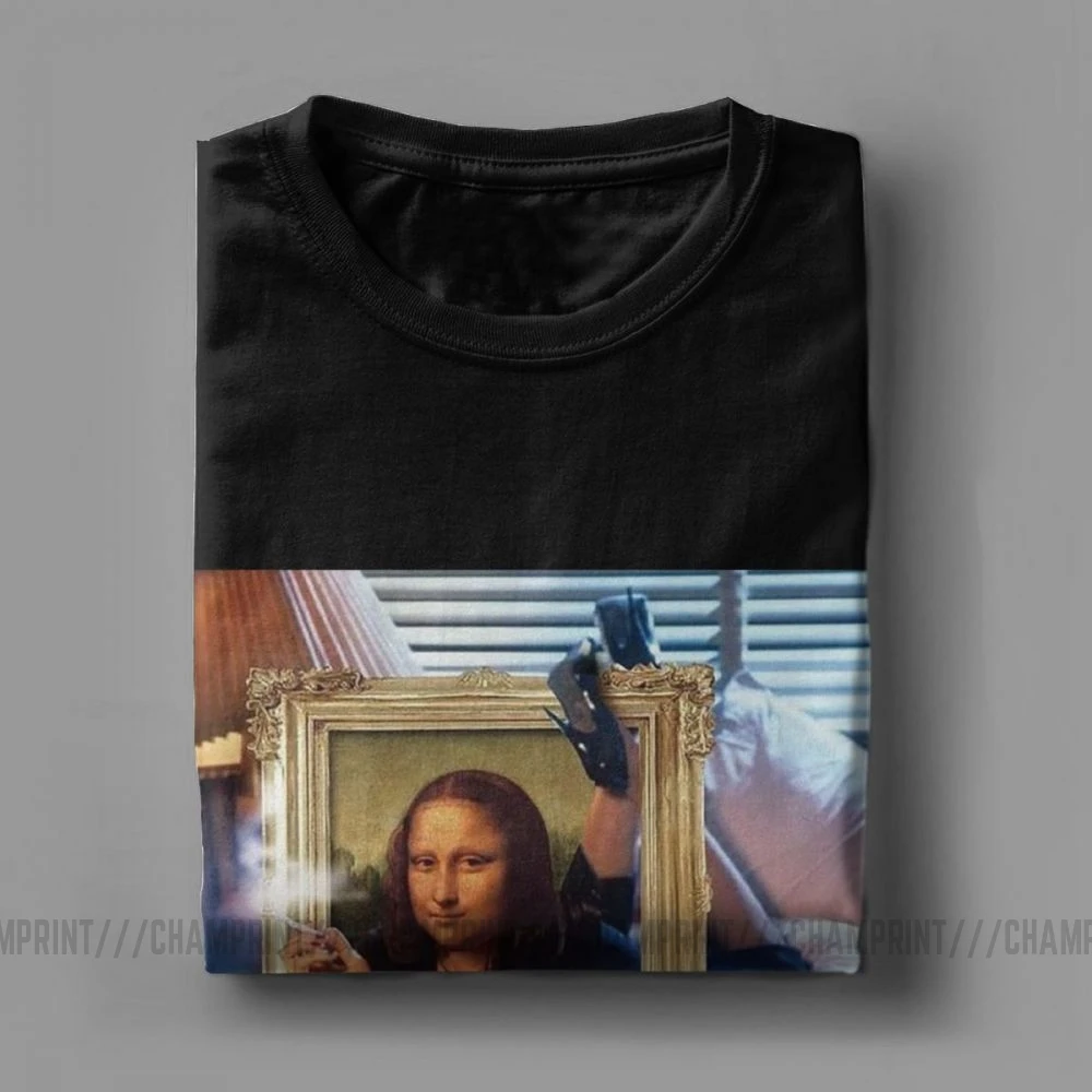 Pulp Fiction Mona Lisa Men T Shirts Peliculas Art Meme Leisure Tee Shirt Short Sleeve T-Shirts Pure Cotton Gift Idea Clothes