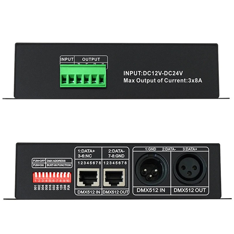 Imagem -06 - Decodificador Led Dimmer Driver Controlador Rgbw Canais Dimmer para Rgb Rgbw Led Strip 34 ch 8a Dmx512