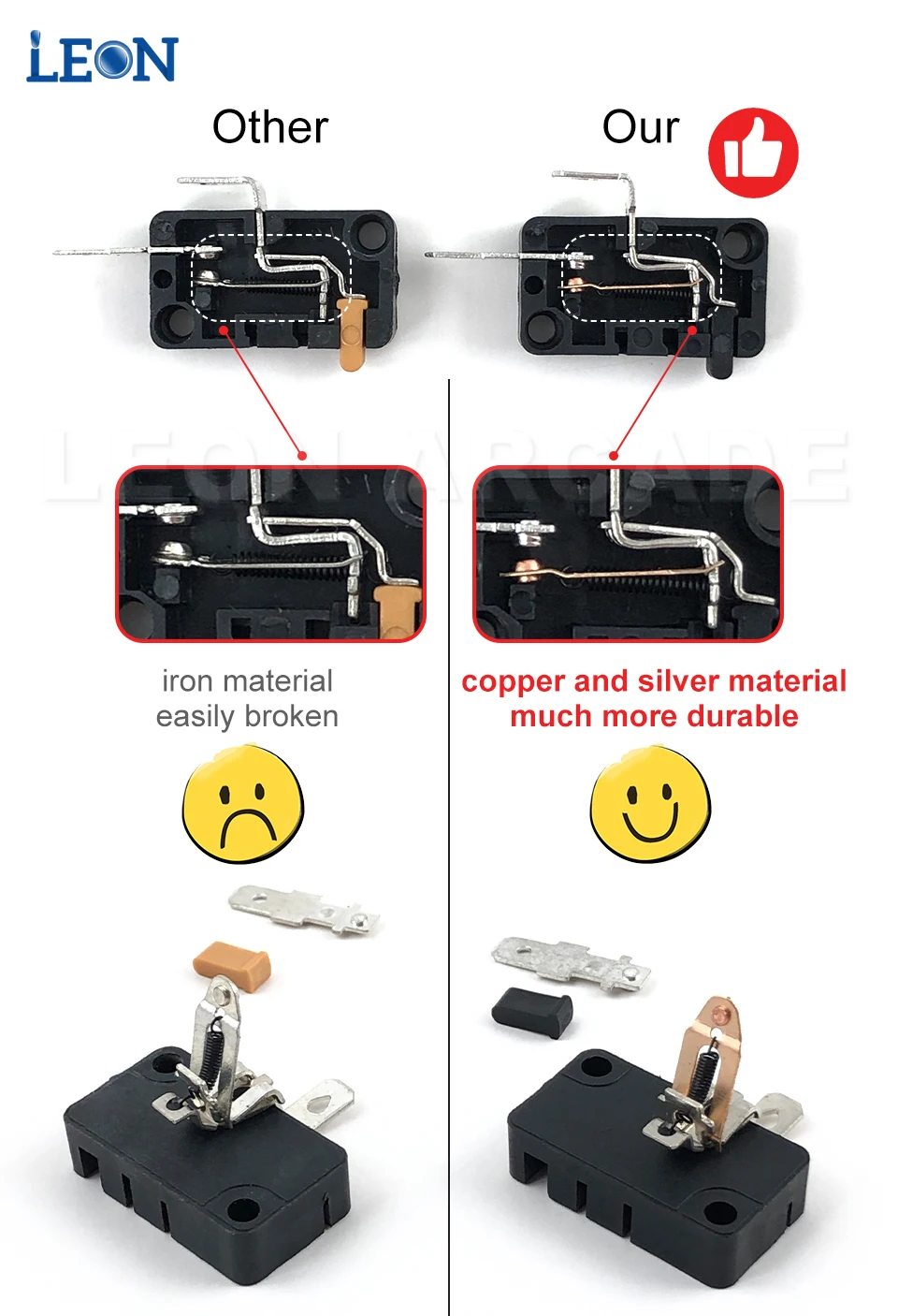 10pcs Micro Switch 2Pin Terminals Microswitch For Happ Button Acade Game Machine Accessories