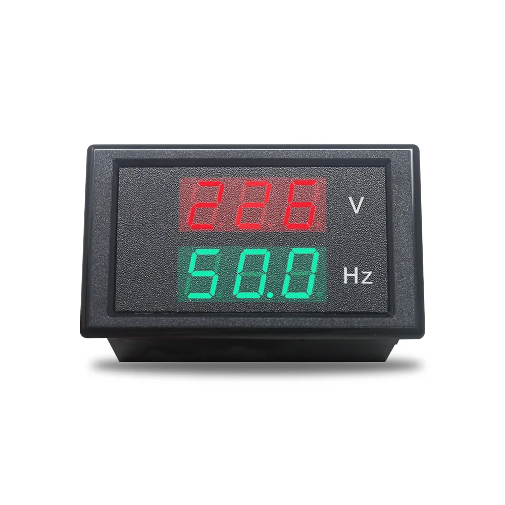 Dual Display Spanning Frequentie meter AC 80-300.0V 45-65HZ Frequentie Teller Voltmeter Hertz/HZ Meter met Rode Led