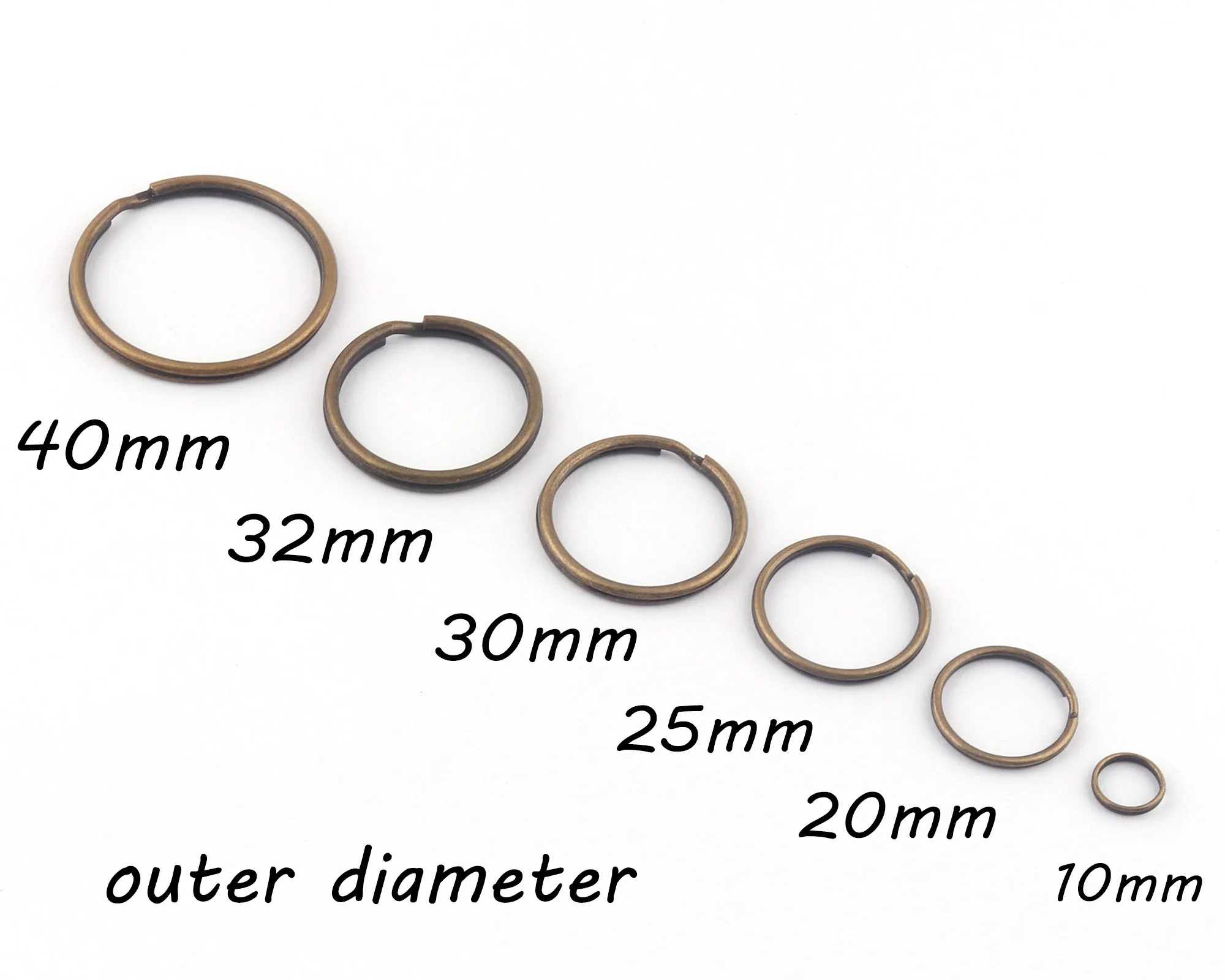 10-40mm Bronze Round Split Ring Jump Ring Purse Hardware Key Chain Supplies Clasp Connector Key Fob charm Leather Craft Jewelry