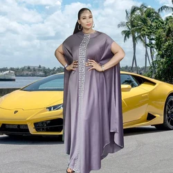 Dubai Abaya Dashiki conjuntos musulmanes vestido de seda con diamantes Maxi Bazin, diseño africano Vintage, bata de manga corta, vestidos africanos Sexy