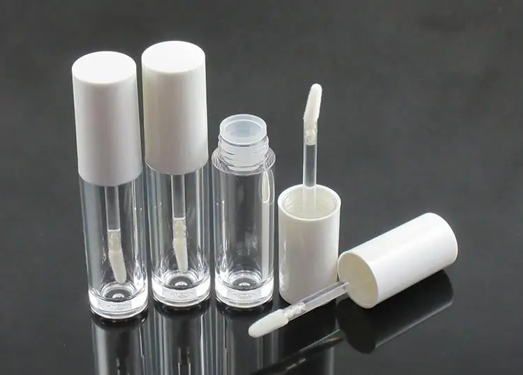 100pcs Plastic 5ML Eyeliner Eyelash Growth Tubes Clear Lip Gloss Tubes Lip Balm Bottle With White Lid Cosmetic Containers SN103