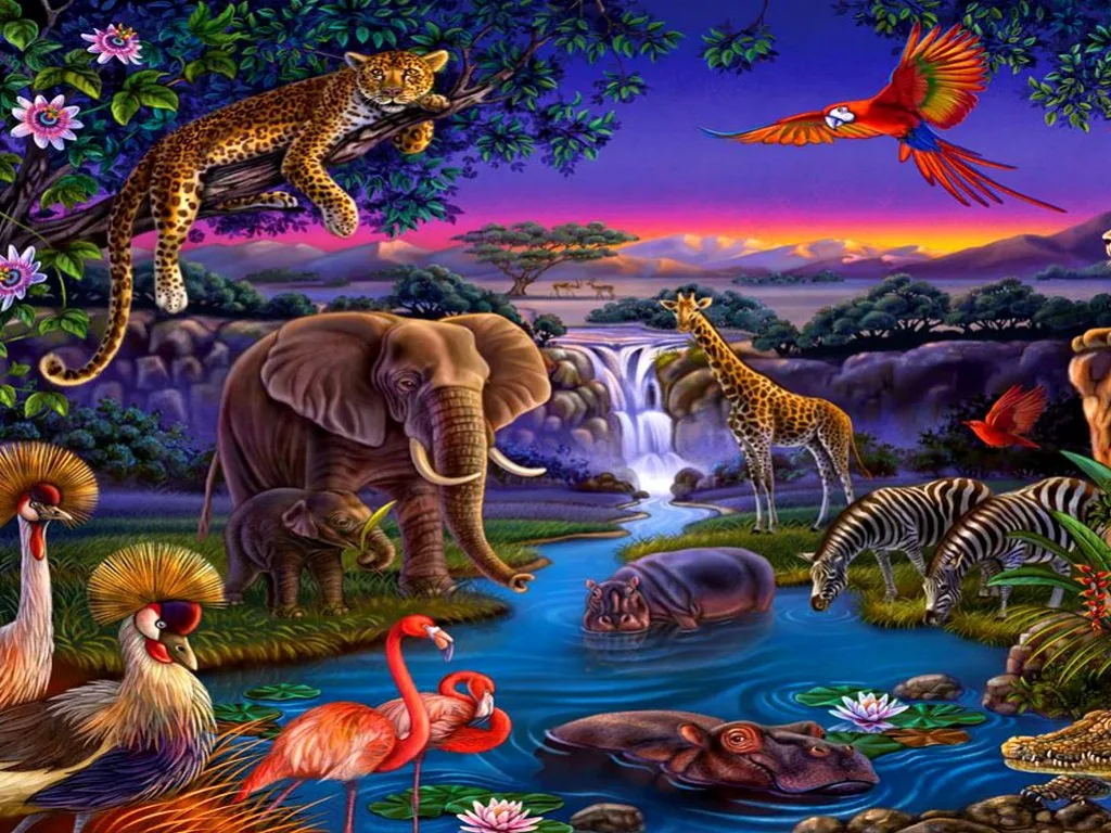 JMINE Div 5D African forest Animals elephant leopard Full Diamond Painting cross stitch kits art Scenic 3D paint by diamonds