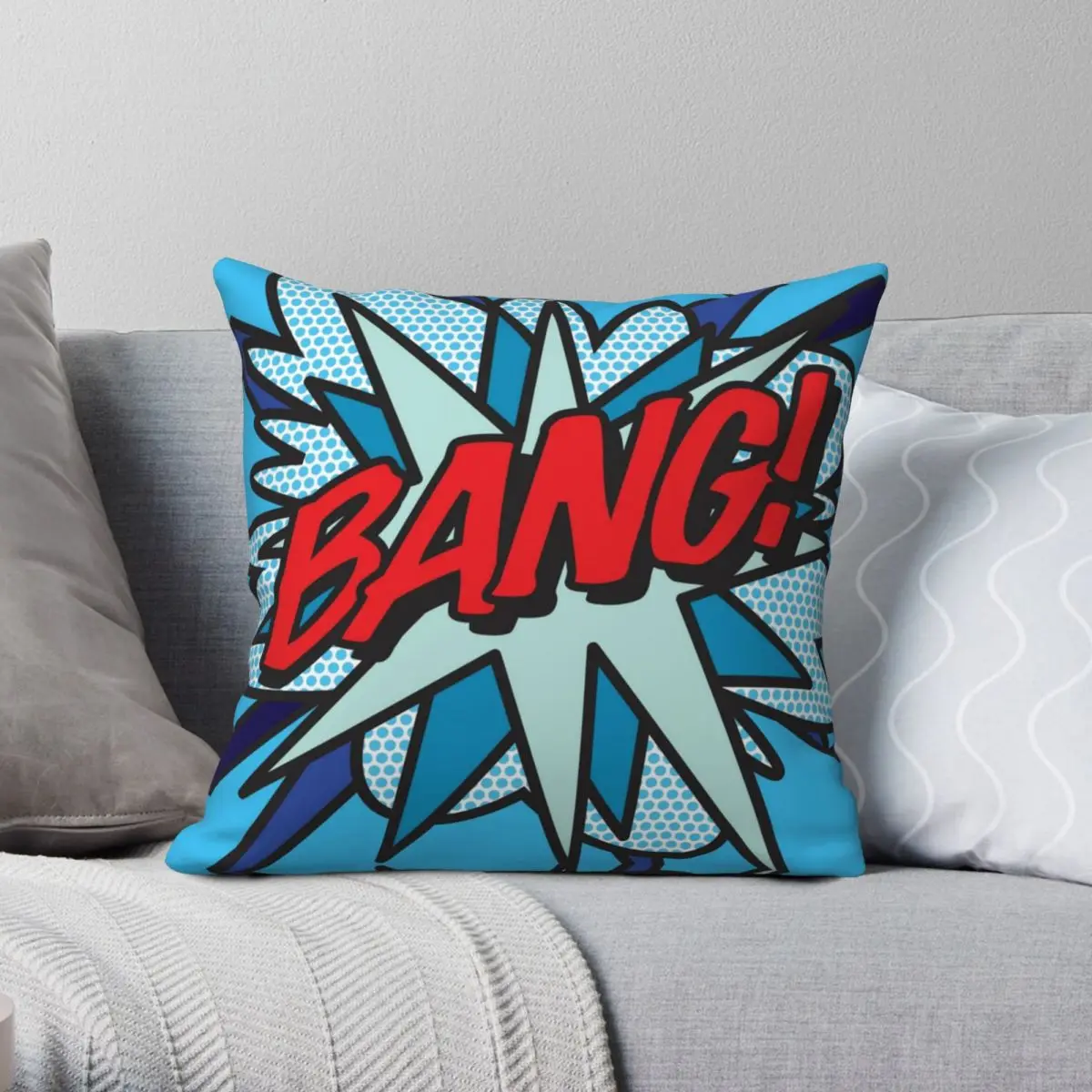 

BANG Comic Book Pop Art Modern Fun Graphic Square Pillowcase Polyester Linen Velvet Zip Decor Throw Pillow Case Home Cushion