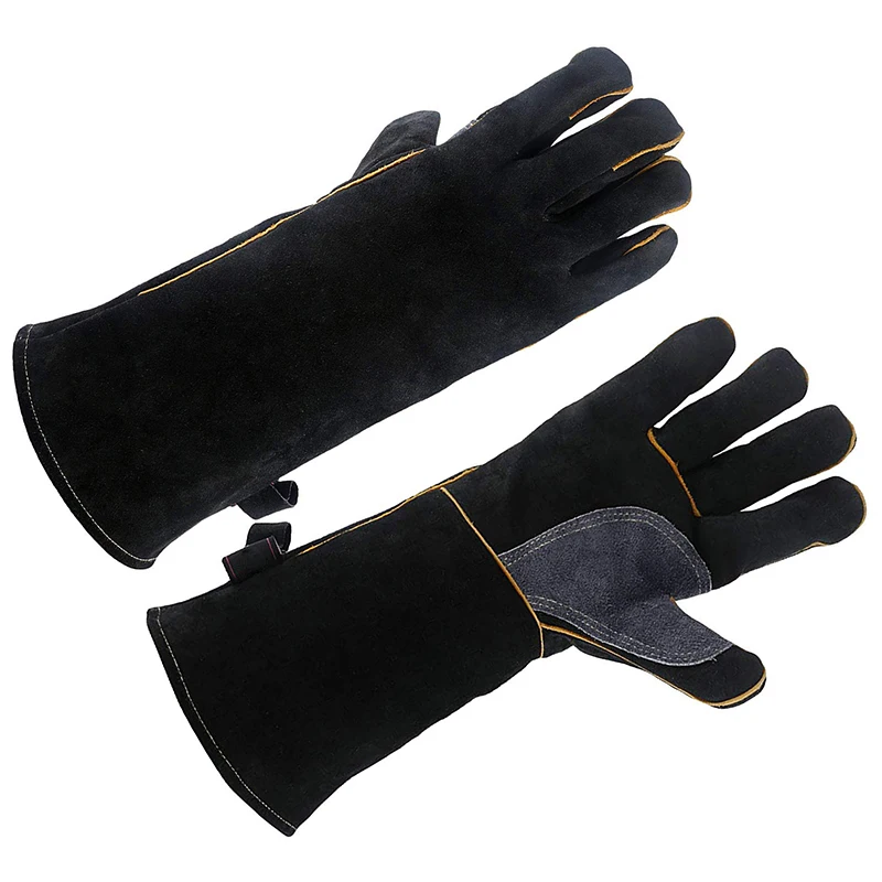 Cow Split Leather Fireproof Heat Resistant Gloves for Welding Cooking Baking Fireplace Animal Handling Welder Protective