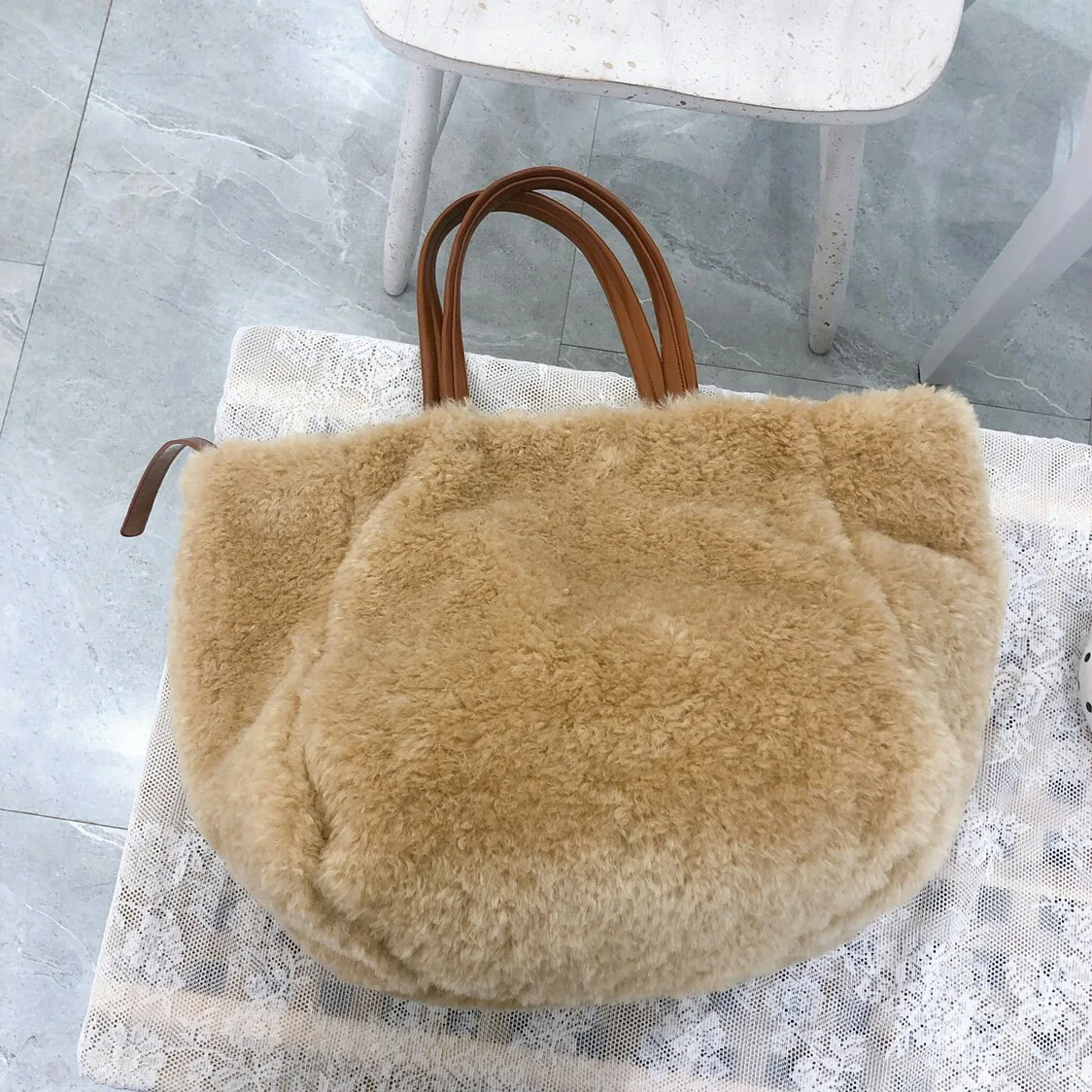 2019 winter Double sided handbag for women PU leather shoulder bag larger capacity Crossbody Bags Female designer Plush totes