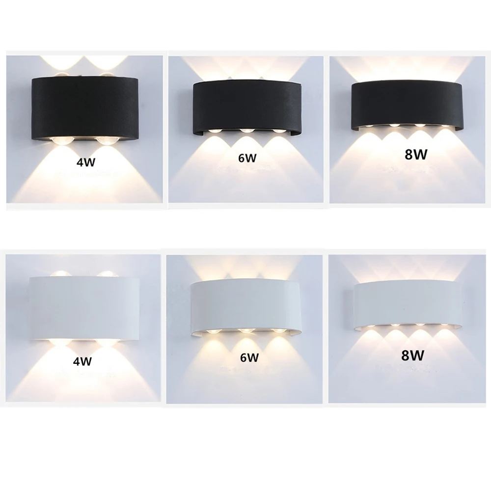 AC90-265V Modern Nordic LED Wall Lamp 2W 4W 6W 8W 10W 12W Aluminum IP65 Waterproof Outdoor Indoor Bedroom Decor Light Fixture