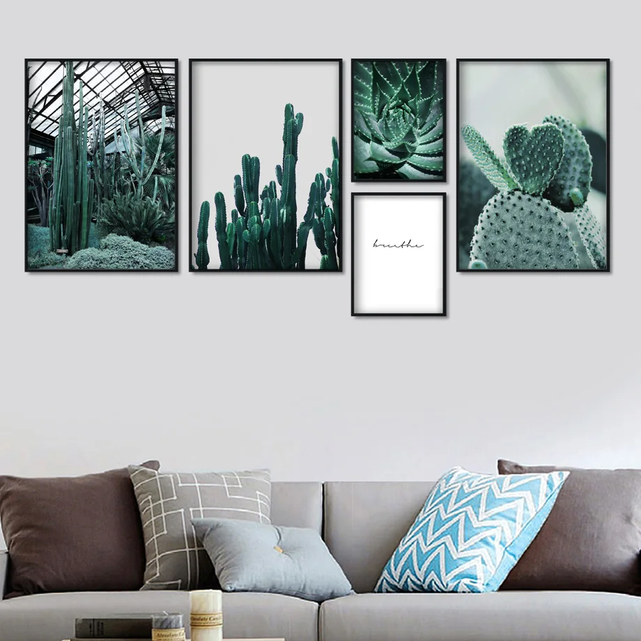 Green Cactus Aloe Tropical Plants Wall Art Canvas Painting Nordic Posters And Prints Wall Pictures For Living Room Wall Decor
