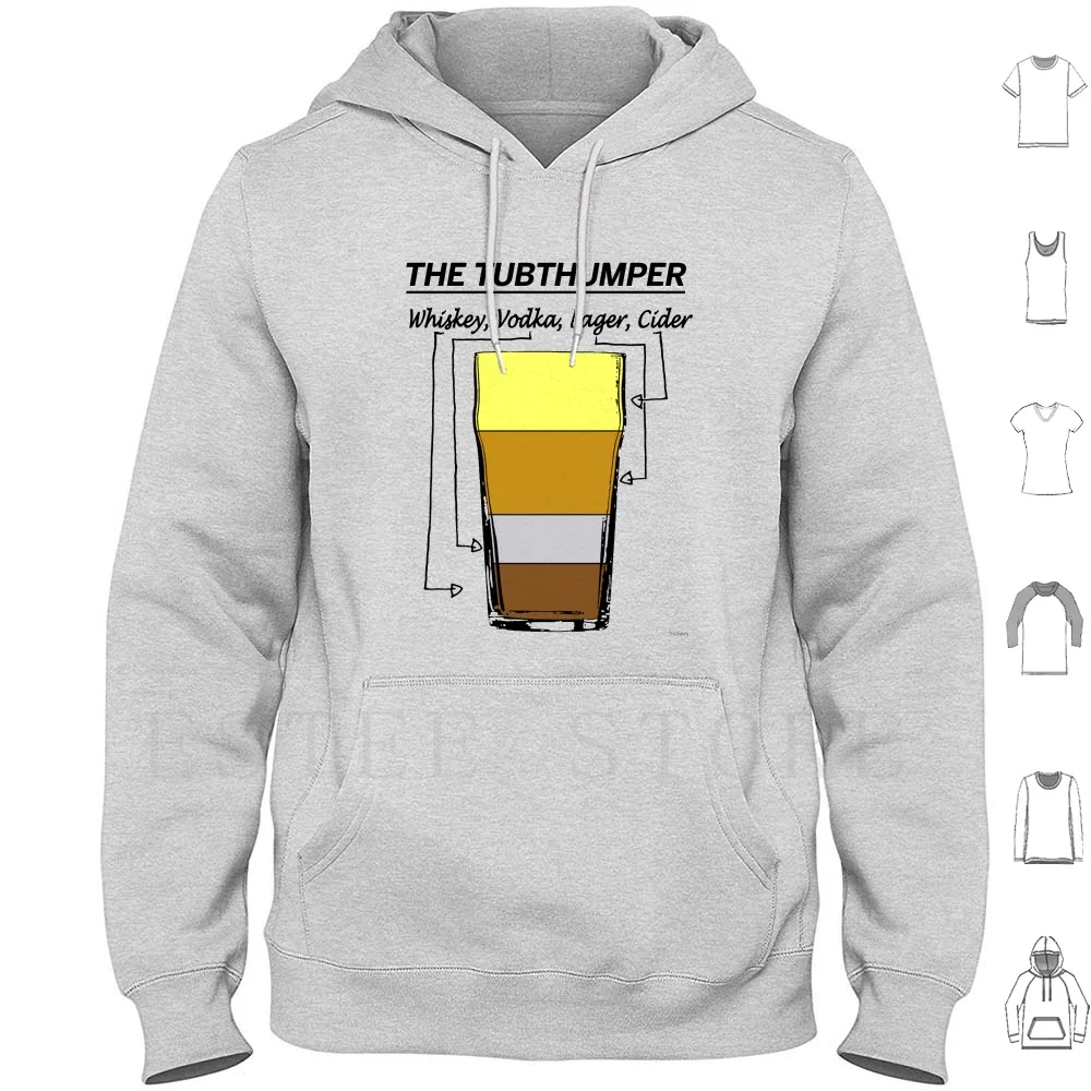 The Tubthumper Sudadera con capucha de manga larga Tubthumping Chumbawamba Whisky Vodka Cider Lager He Drink A Drink Music I Get Knocked