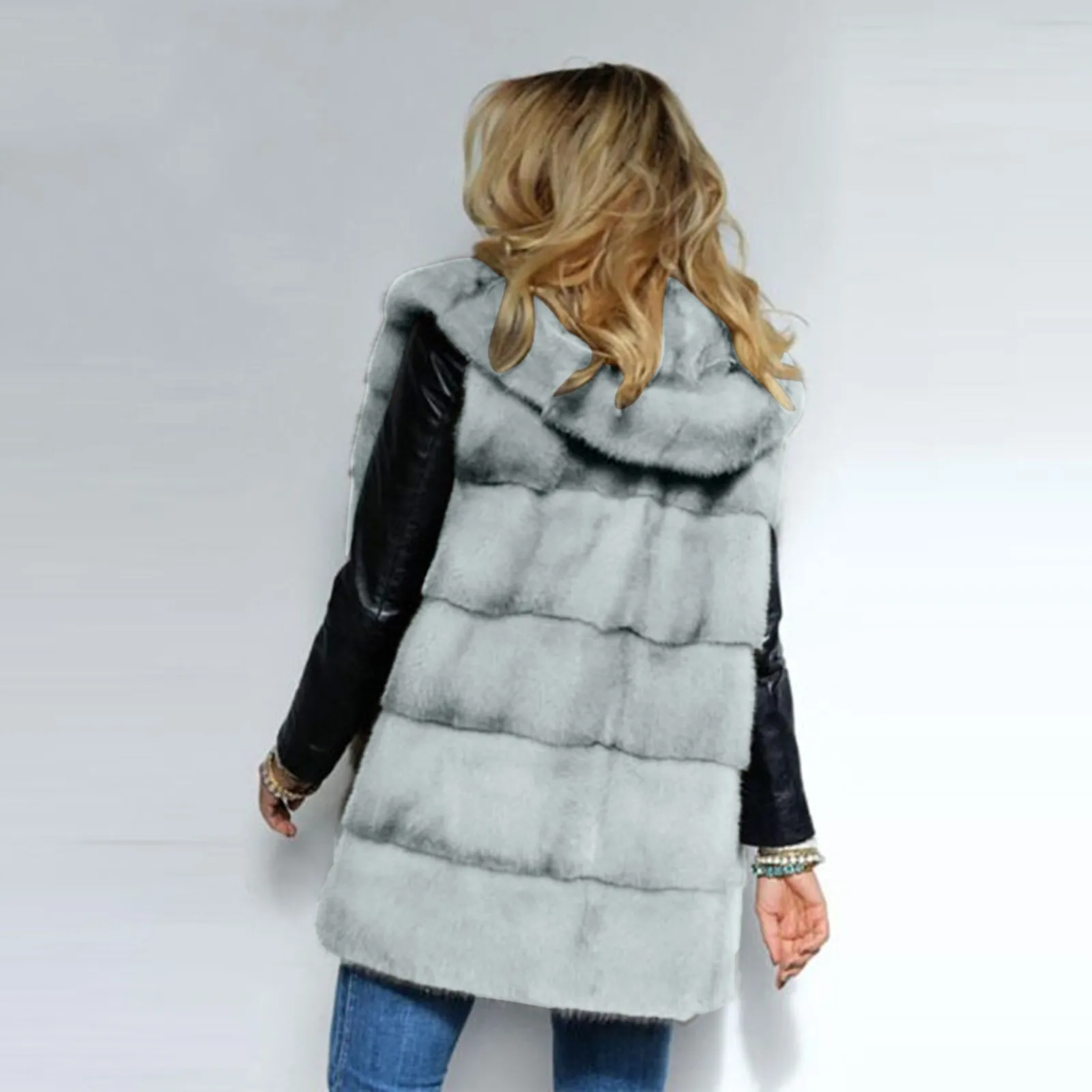 Ladies Faux Fur Vest Sleeveless Waistcoat Autumn Winter New Warm Jacket Fashion Solid Color Outwear Womens Hooded Vest Coat 2021