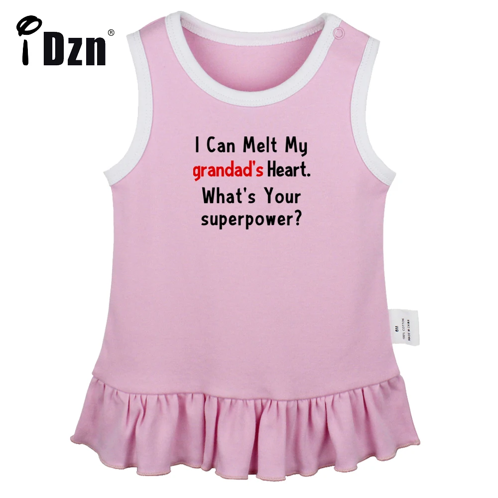 

I Can Melt My Grandads Heart Whats Your Superpower Cute Baby Girls Sleeveless Dress Fun Art Printed Pleated Dress Vest Dresses