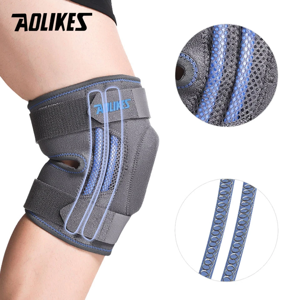 AOLIKES-Genouillères avec sangles de protection en silicone, pour basket-ball, course à pied, volley-ball