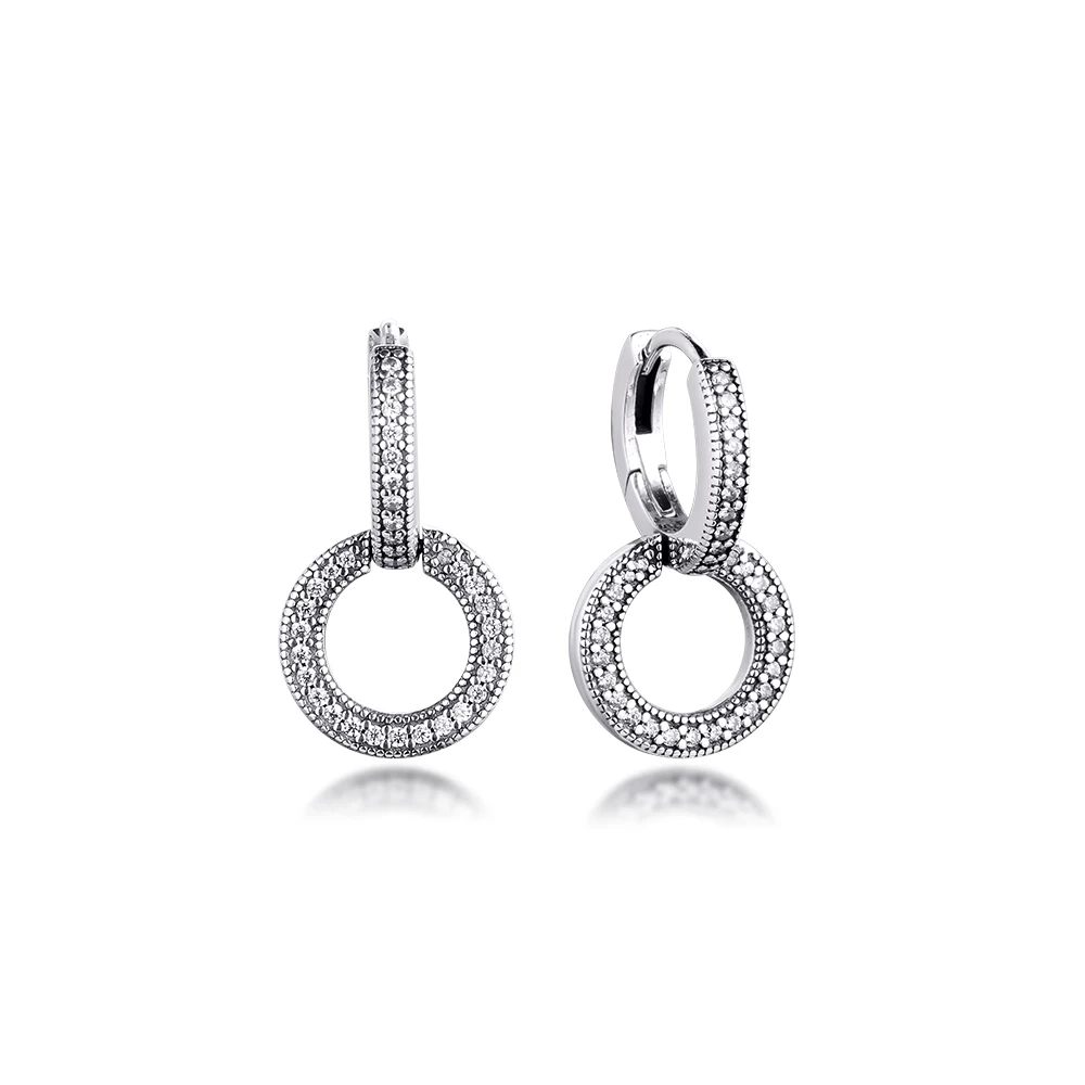 Signature Sparkling Double Hoop Earrings Fashion Female Jewelry Sterling silver Earrings For Woman Jewelry Making