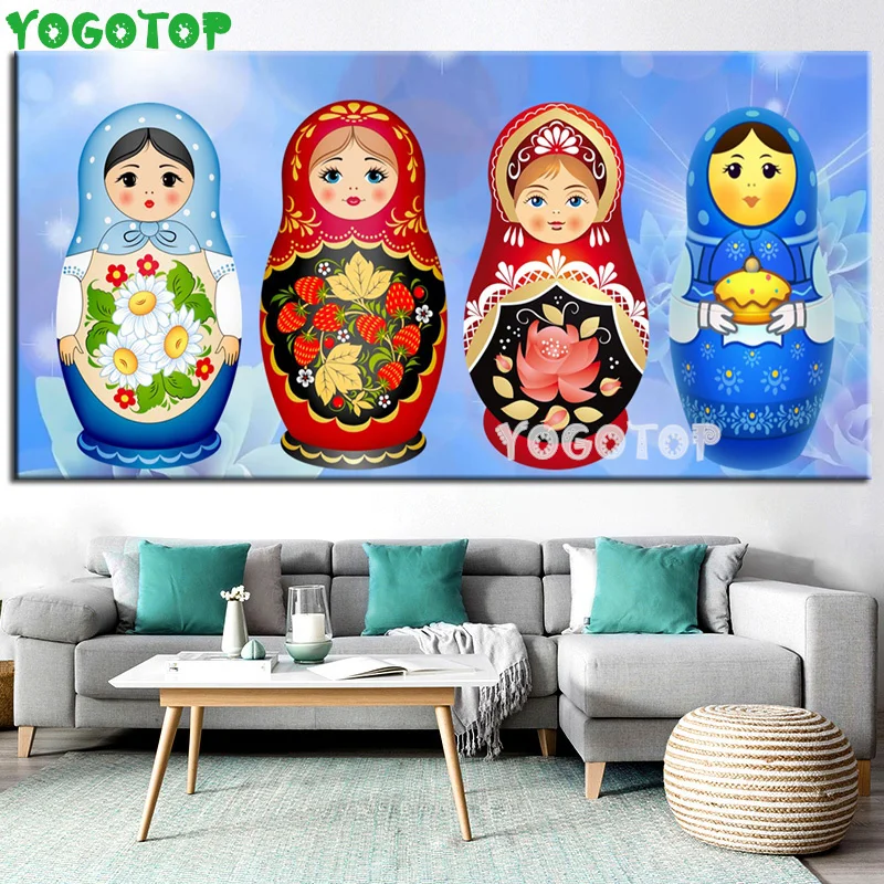 

Алмазная живопись «сделай сам», вышивка крестиком, красочные русские куклы, полноразмерная мозаика, алмазная вышивка, стразы, Декор, фантазия YY5287