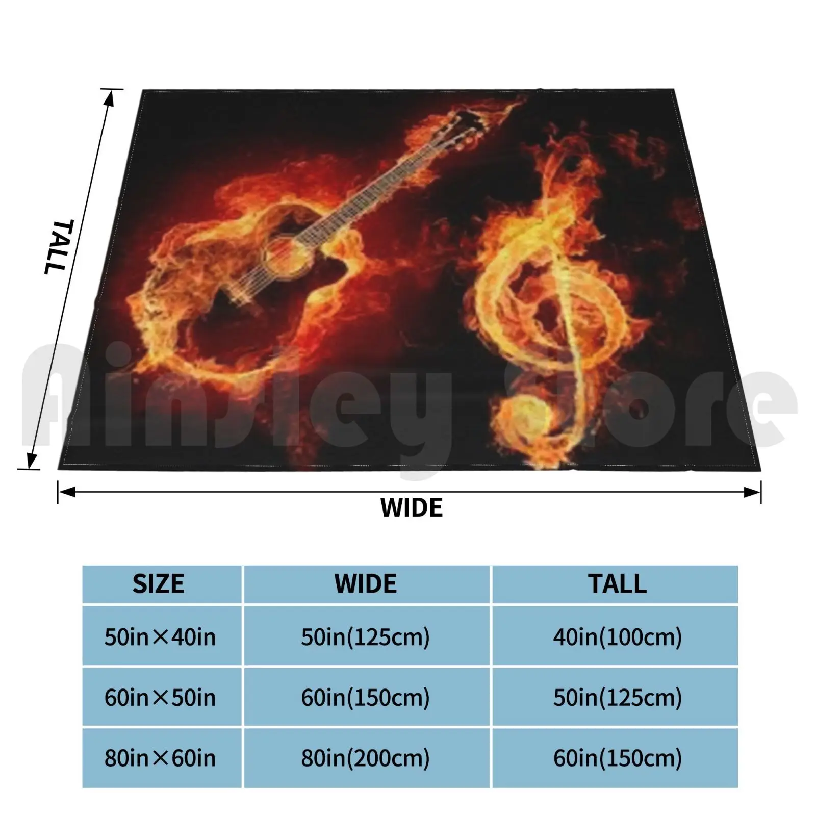 Guitar On Fire Blanket Fashion Custom Music Rough Artistic Flamenco Fantasy Fiction Fashion Song Play