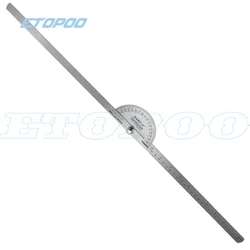 180 Degree 250 x 300mm Stainless Steel Adjustable Double-arm Angle Ruler with Round Head Rotary Protractor Tool goniometer