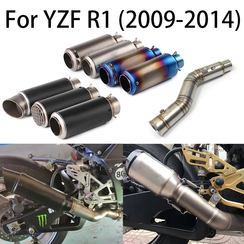 For Yamaha R1 YZF-R1 MT-03 2009 2010 2011 2012 2013 2014 Motorcycle Exhaust Muffler Pipe Mid Link Pipe System Slip On 51mm