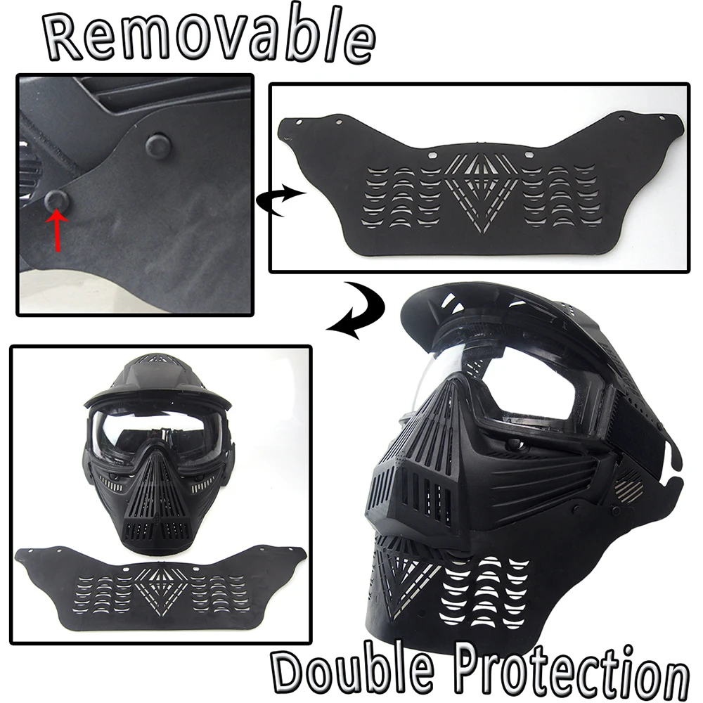 Máscara facial completa táctica para Paintball, equipo de caza de campo al aire libre, combate militar, tiro, gafas Airsoft, máscara protectora para