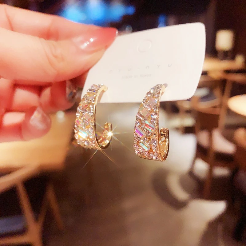 Korean 2021 New Design Fashion Jewelry Exquisite Copper Inlay Color Zircon Flower Leaf Garland Earrings For Women