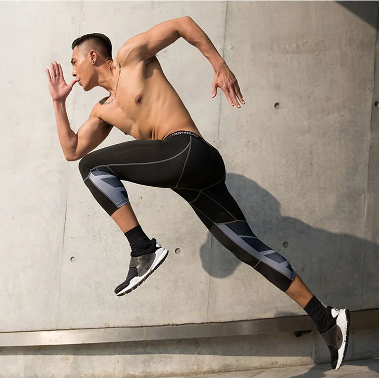 Männer Sport 3/4 Geerntete Hosen Gym Lauf Leggings Männliche Joggings Elastische Kompressionen Sweatpant Fußball Basketball Hosen – Detail 6