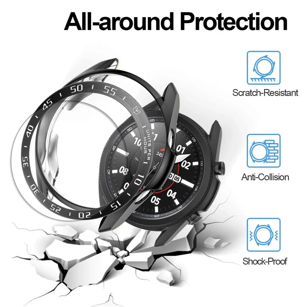 Bezel Ring + Glass Film + Case For Samsung Galaxy Watch3 41mm 45mm Watch4 42/46 Protector Cover Case Anti-Scratch Tempered Glass