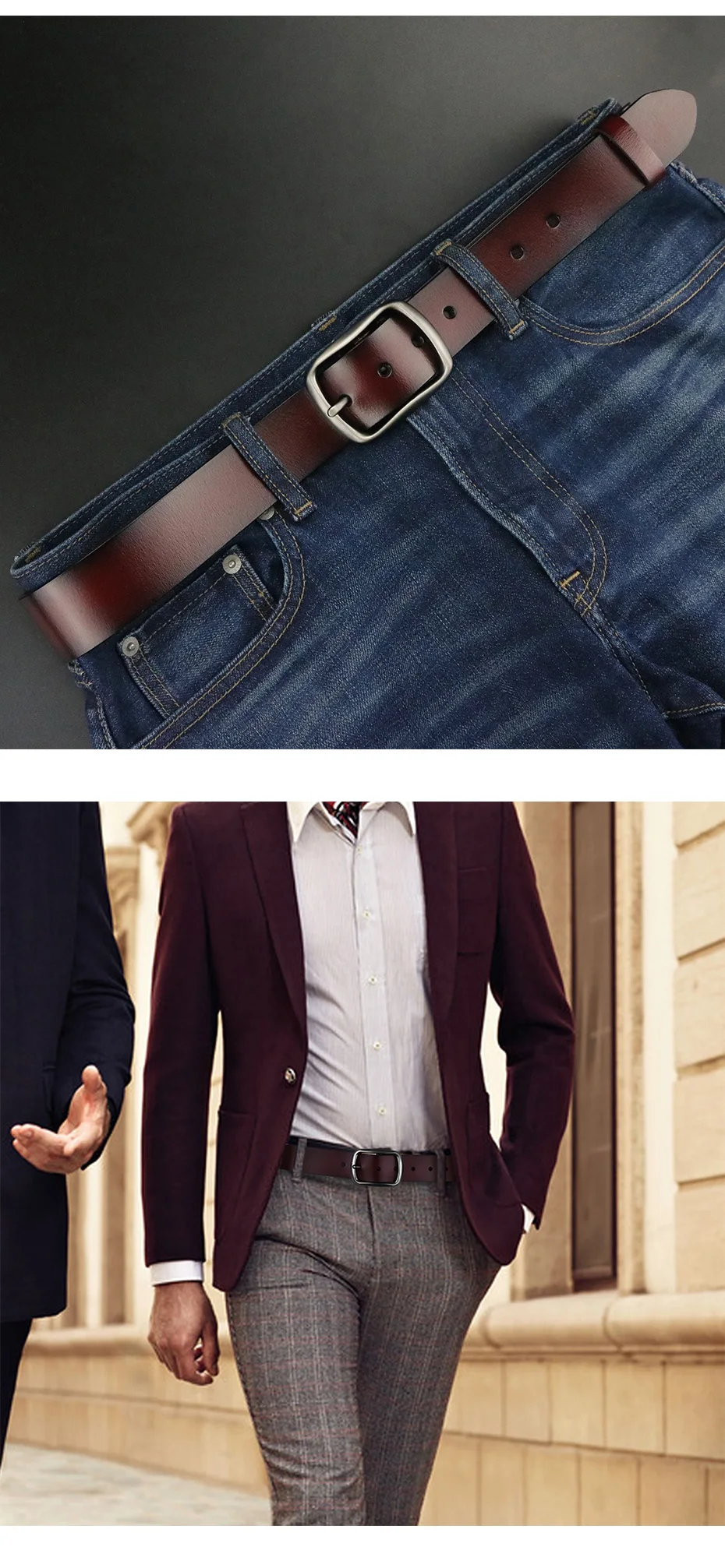 Maikun herren Business Casual Große Größe Gürtel Modische Echtes Leder Gürtel Beliebte Vatertag Geschenk – Detail 6