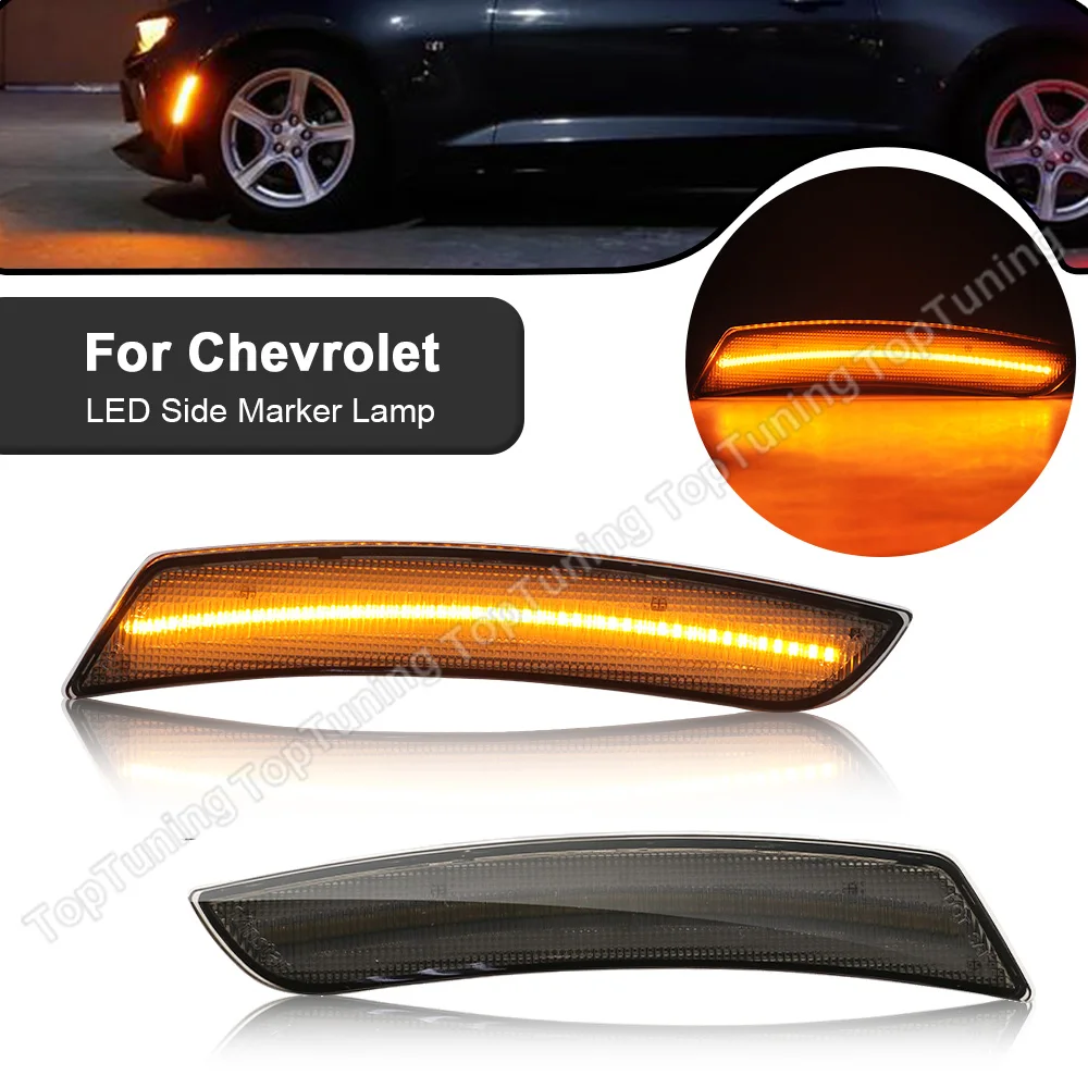 

2X Smoked/Clear Lens Front Amber LED Side Marker Lamp Light For Chevrolet Camaro 2016 2017 2018 2019 2020 2021 OEM #:23169181