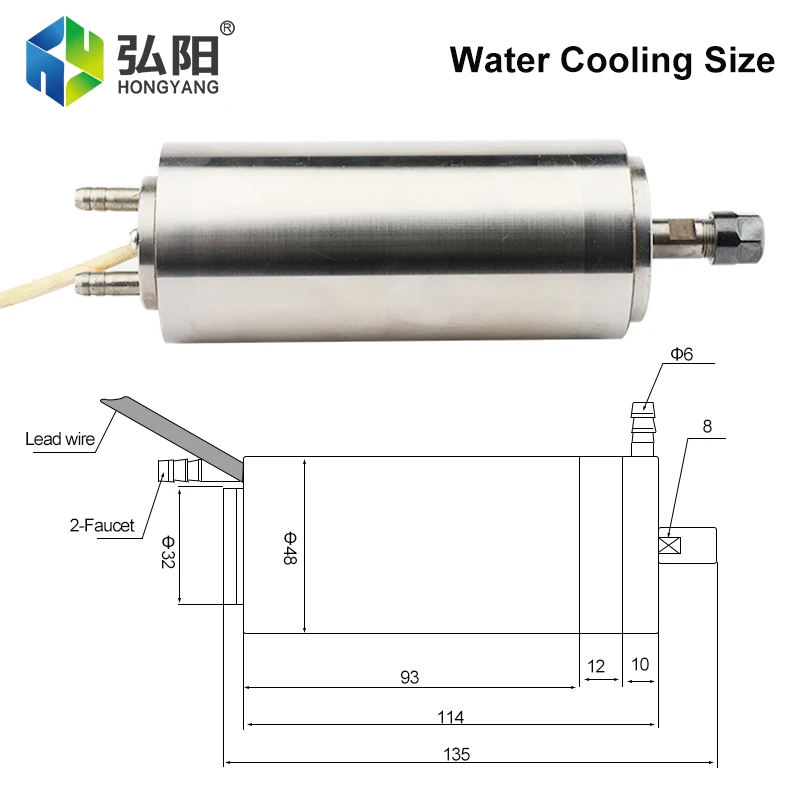 CNCルーター用HQD-CNC水冷スピンドルモーター,100w,0.1kw,er8,60000rpm,回路基板,穴あき,48mm