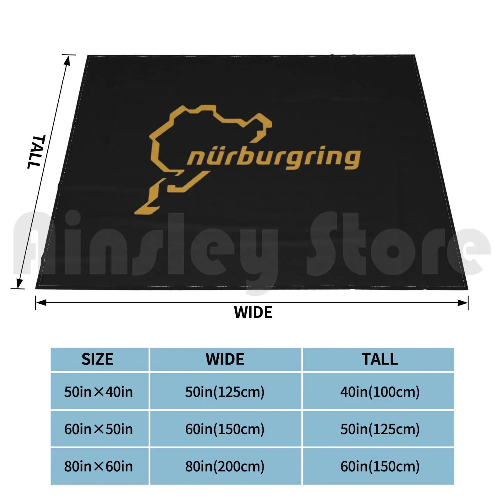 Nurburgring Gold Fan Art Logo Blanket For Sofa Bed Travel Nurburgring Green White Germany Carbon Track