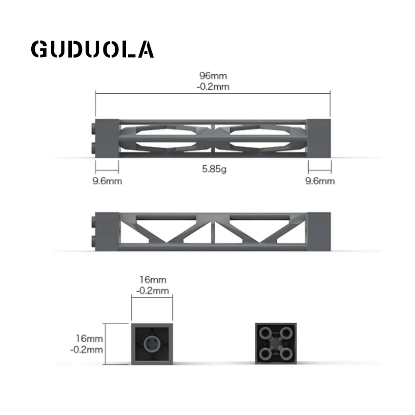 Guduola Building Block 58827 Support 2x2x10 Girder Triangular Vertical (Type 3 - 3 Posts, 2 Sections) MOC Build Parts 6pcs/LOT