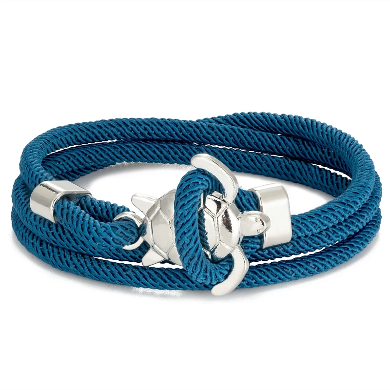 MKENDN Navy Stil Schildkröte Multilayer Milan Seil Armband Charms Seablue Seil Männer Frauen Strand Armband Einstellbare Schmuck Homme – Detail 11