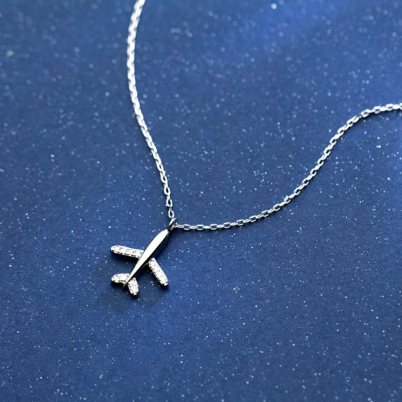 Modian New Sales Charm Tiny Hope Plane Necklace 100% 925 Sterling Silver Aircraft Pendant For Women Romantic Party Jewelry Gift