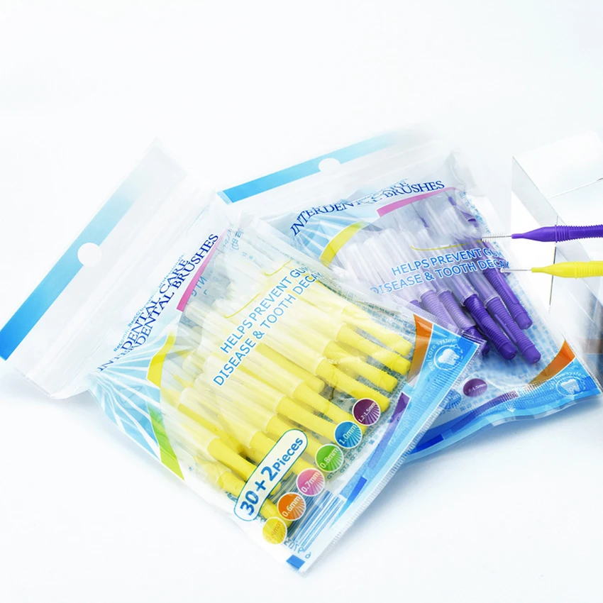 32 pçs/set Adultos Escova Interdental escova palito Portátil Limpar entre os dentes de Limpeza Escovas Dentais para Dentes Oral Care