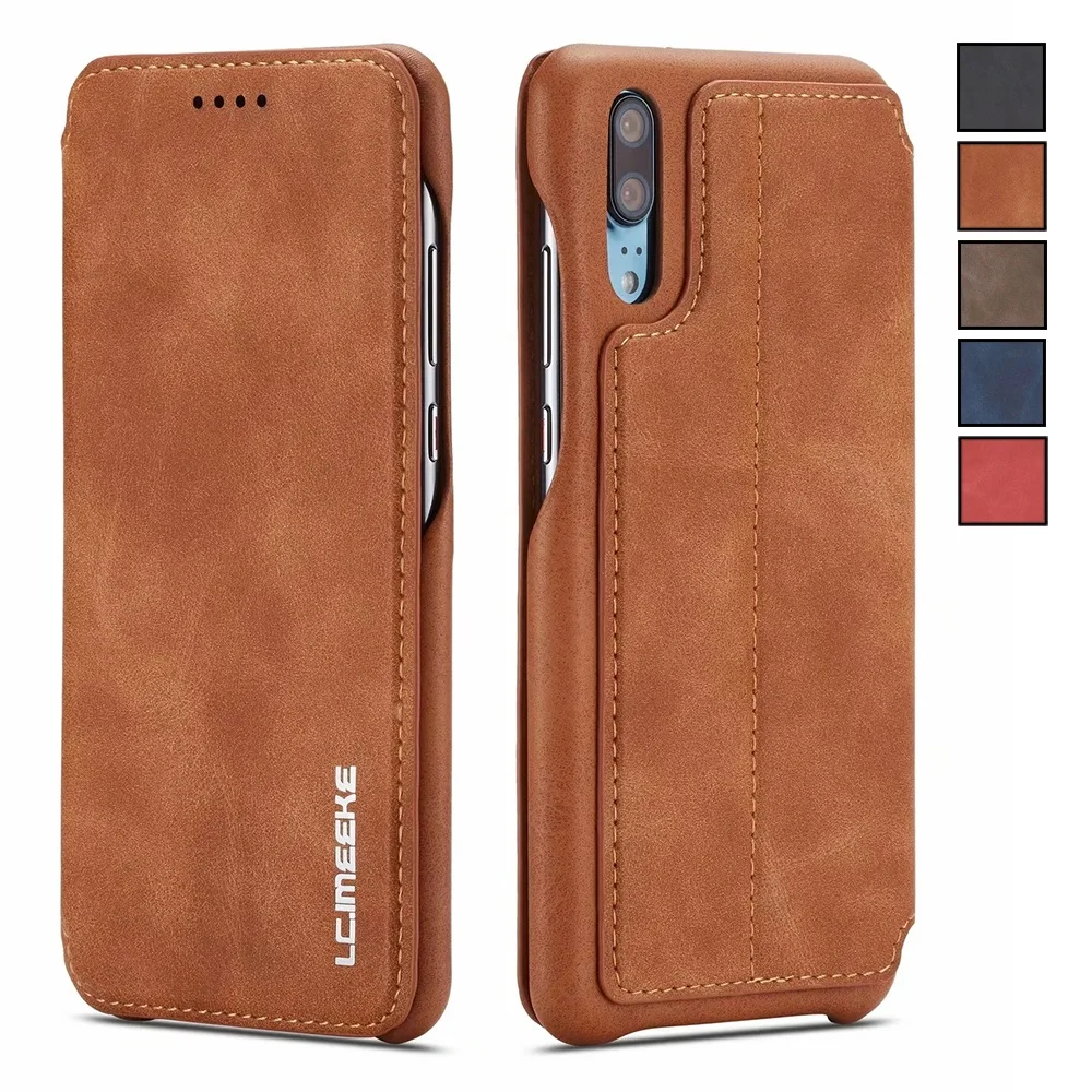 Luxury Leather Flip Cover Case for Huawei P20 P30 P40 Pro Lite Thin Slim with Card Slot