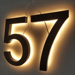 Numéros de Maison 3D LED en Métal, Lumière Extérieure Étanche, Plaques de Porte d'Hôtel, Signe de Lettre en Acier Inoxydable, Numéro d'Adresse