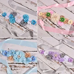 Purtulle Maternity Sash Women Flower Sash Pregnancy Belly Belt Bridal Ribbon Cummerbunds Wedding Dress Waist Belt 4 Colors