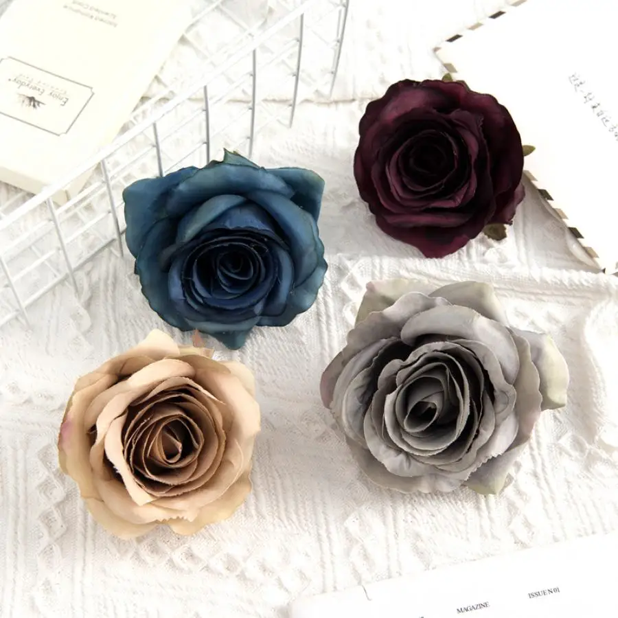 5/10PCS Artificial Flowers Wholesale Silk Fake Roses Christmas Decoration for Home Wedding Decorative Wreath Bridal Accessories