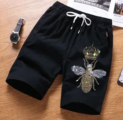 Hot drill  Men Joggers Shorts Mens Rhinestones Short Pants Fitness  Male Beach