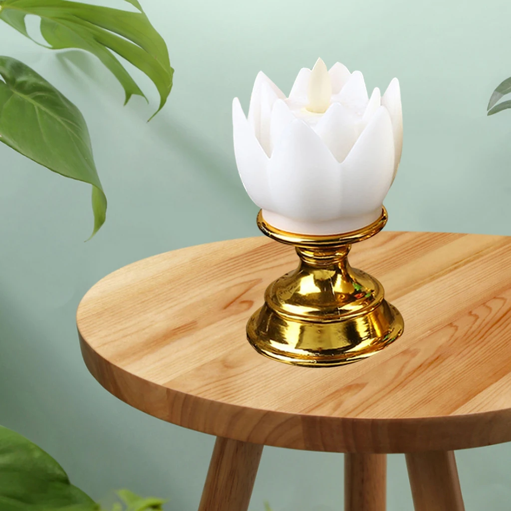 Lotus Lamp Solemn Holy Exquisite Creative for Altar Buddhist Supplies Temple Decoration Yoga Shrine Desktop