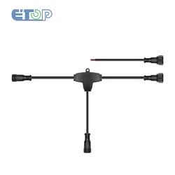 10 pairs/lot 3 core T type(3-2-3) BLACK Waterproof Splitter(the middle is 2core),Raywu/Paulzhang/Xconnect Connector