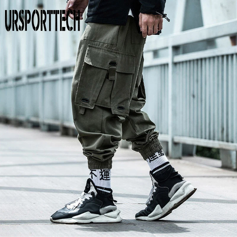 กางเกง Cargo ผู้ชาย Hip Hop Harem กางเกง Streetwear Harajuku Track Jogger Sweatpant ฝ้าย Techwear Cargo กางเกงกางเกงกางเกงชาย