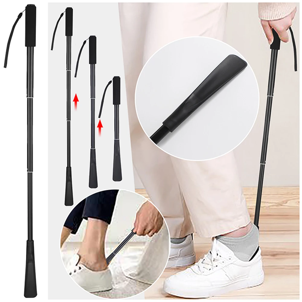 Scalable Shoehorn Telescopic Metal Shoe Horn Adjustable Length Aluminum Alloy, Portable Long Handled Shoe Horn