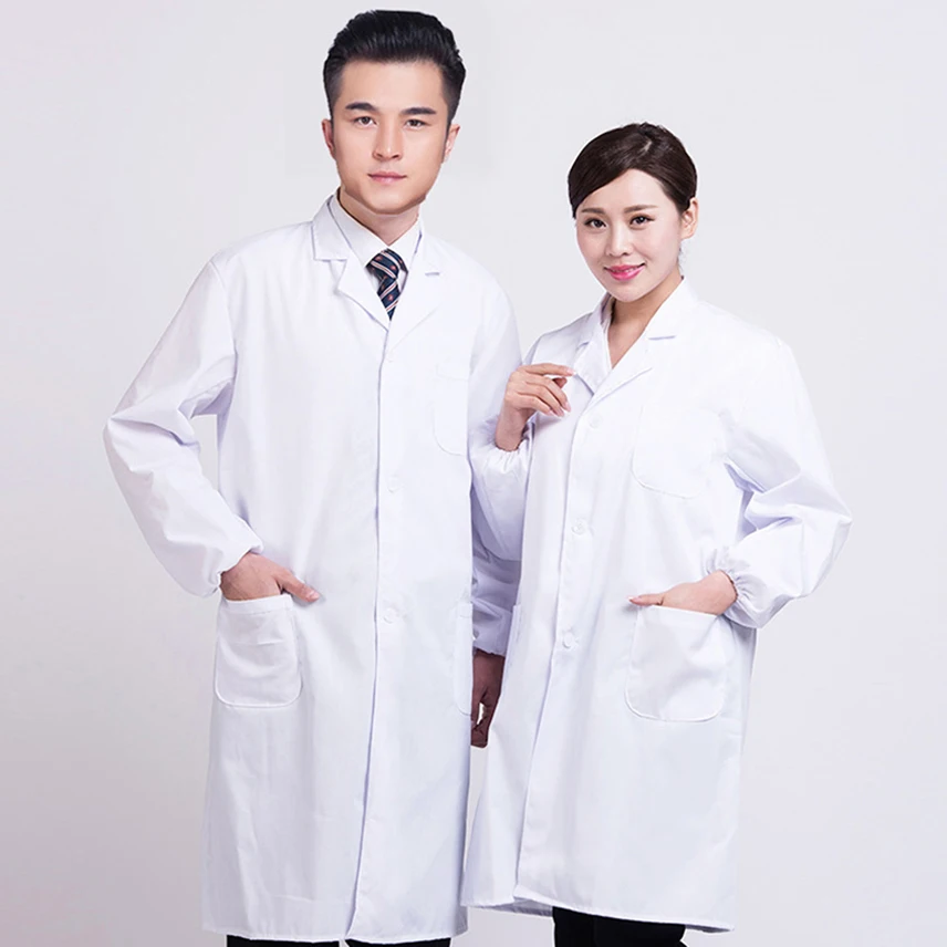 Unisex Lab. Coat Surgical Uniform Woman Smart Doctor  Long Sleeve White Lab Coat Hospital Sanitary Jacket Woman Summer Thin