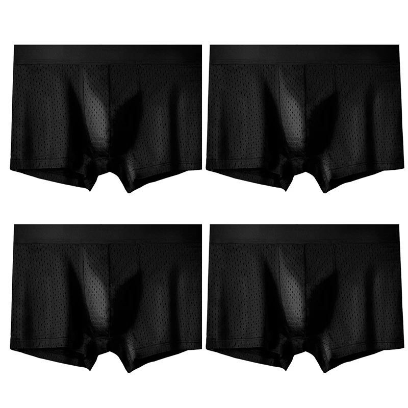 

4 шт./партия, мужские трусы из сетчатой ткани, размеры до 3XL