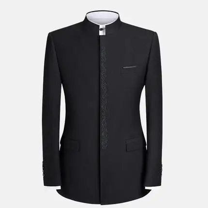 

Spring Autumn Zhongshan Suit Young Men's Tops Slim Korean Version Casual Chinese Stand Collar Blazer Wedding Dress Jacket