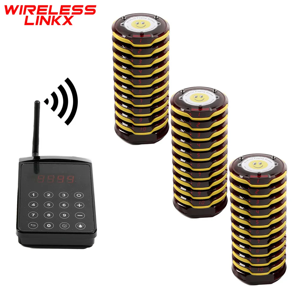 Wireless Restaurant Pager System Waterproof Wireless Customer Guest Paging System 30 Beepers For Food Truck Cafe Bar