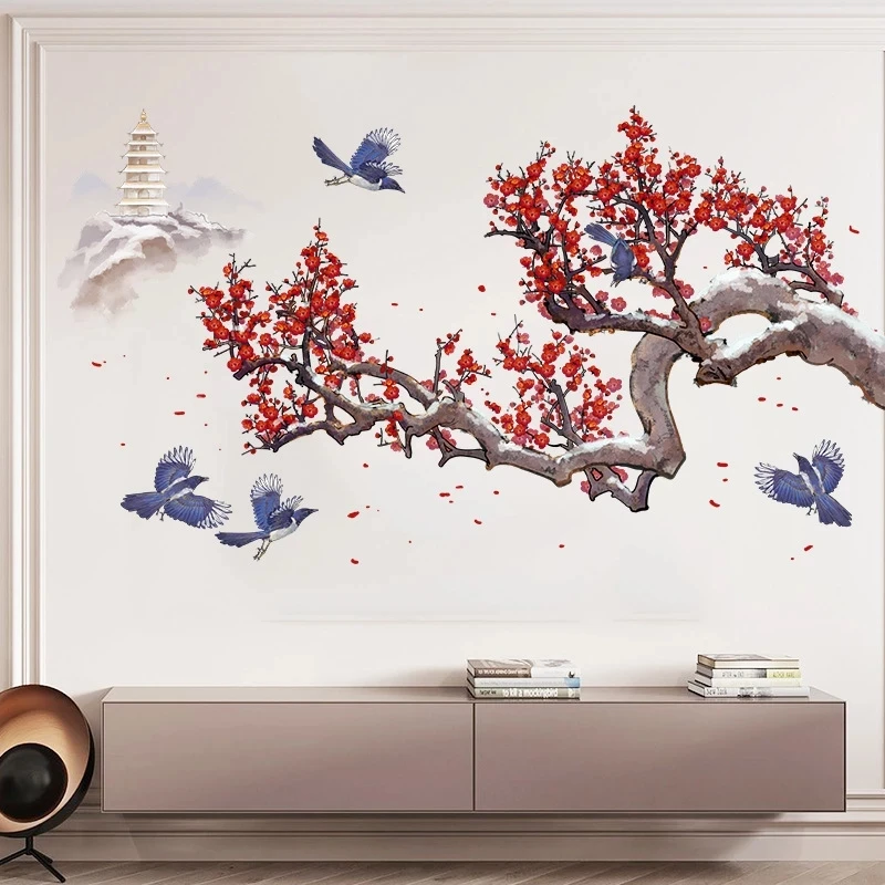 

Plum Blossom Wall Stickers Home Office Decor Art Bedroom Living Room Wall Decoration Chinese Style Wallstickers DIY Large Mural