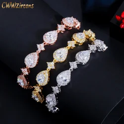 CWWZircons Top Bling Big Water Drop Cubic Zirconia Rose Gold Color Tennis Bracelet for Women Trendy Party Wedding Jewelry CB238